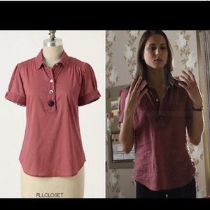ASO PLL Anthropologie Art Button Blouse Size L